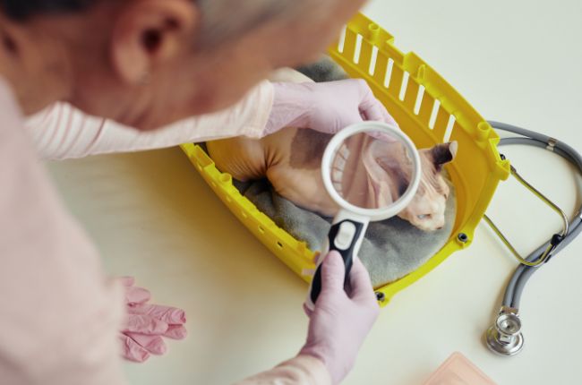 Visita al veterinario el transportin y trucos